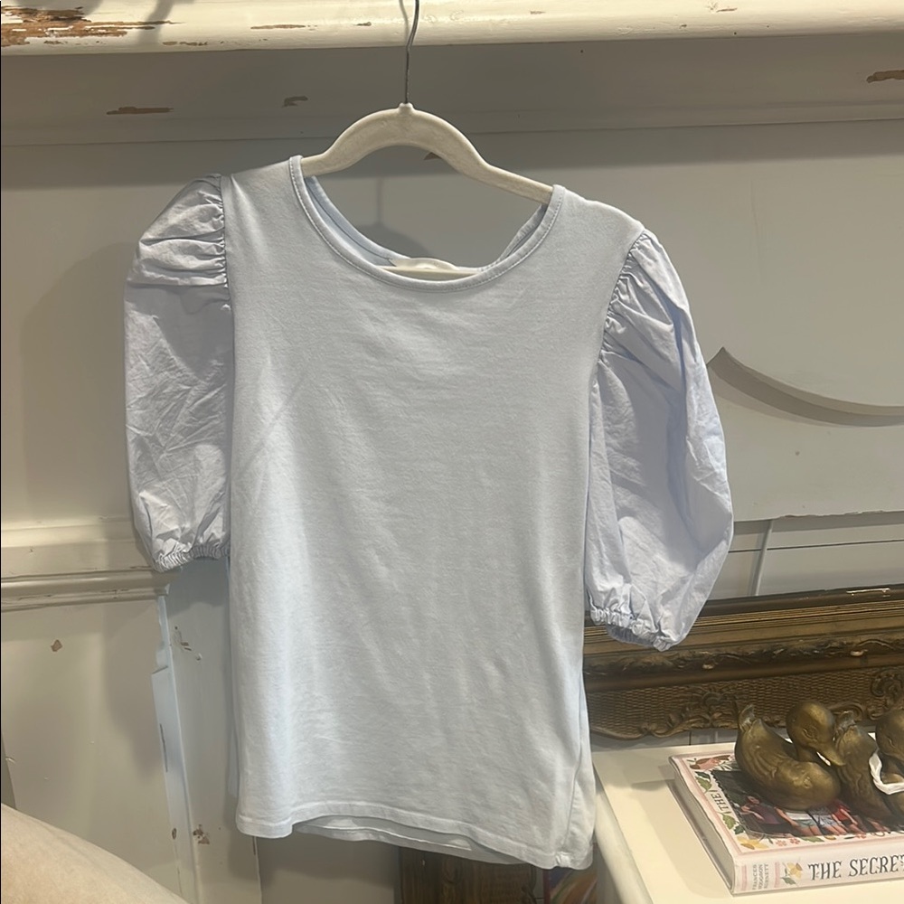 Light Blue Puff Sleeve Top